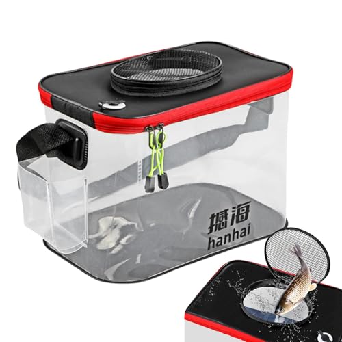 Seyrnicay Cubo de cebo de pescado vivo, cubo de protección transparente para peces, cubo de protección multifuncional de 20 l, bolsa de pesca para almacenar peces vivos y cebos de pescado fresco