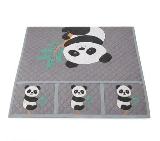Image of STOREUP double Door or Single Door Fridge Cover | solid Print Fridge Cover With Side Pockets|Fridge Top Cover|Refrigerator Cover|Washable Cotton Material|6 Utility Pockets (GRY PANDA)