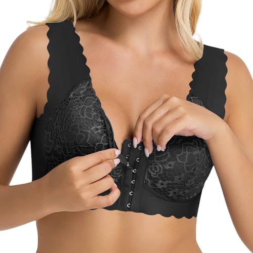 Soutien-gorge sans armature grande taille galbant en dentelle rose taille M