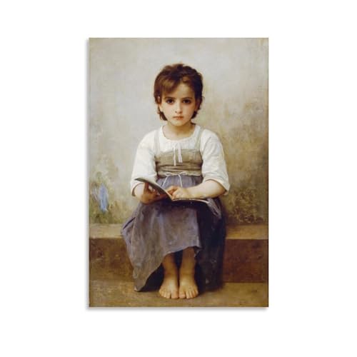 Toile Bouguereau The Hard Lesson de qualité musée en 60x90 cm