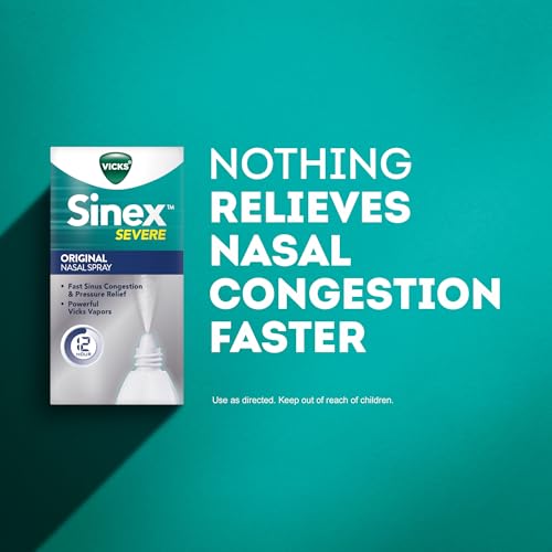 Vicks Sinex SEVERE, Nasal Spray, Original Sinus Decongestant for Fast Relief of Cold & Allergy Congestion, Sinus Pressure Relief, 0.5 Fl. Oz (Pack of 4) - Image 5