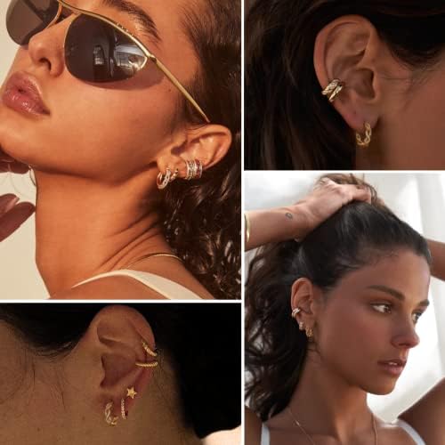 Senteria Sterling Silver Hoop Earrings for Women Lightweight Silver Hoops Earrings for Women Twisted Hoop Earrings with Cubic Zirconia Hypoallergenic Small Silver Hoop Earrings