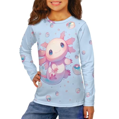 Image of Girls Long Sleeve Shirts Casual Crewneck Soft T-shirts for Girls 3-16 Years Old