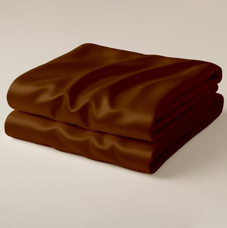 Image of Day Care-Luxury Satin Flat King Size (92x106 Inchs) Bedsheet|Ultra Soft Silky Smooth Touch|Breathable, Lightweight & Skin Friendly|Wrinkle Resistant|Chocolate