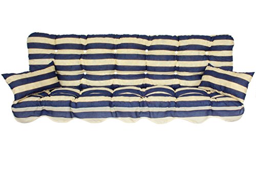 Adlatus-Kühnemuth Polsterauflage Gartenstuhlauflagel Modell 710 blau-gelb Streifen (180x50 cm Hollywoodschaukelauflage)