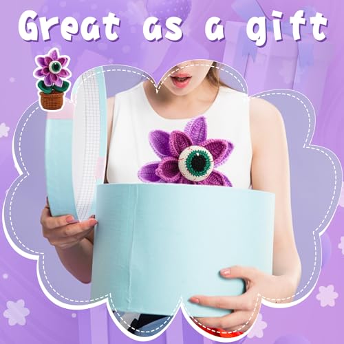 Image of kgxulr Crochet Kit, Big-Eyed Beginner Crochet Kit for Adults, Knitting Kit | Crochet Kit for Beginners, Crochet Flower Kit, Beginner Crochet Kit for Adults with Step-by-Step Video Tutorials
