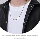 GFTCGK 4 Stück Lederband Halskette 2mm, Kunstleder Halskette Schwarz, Lederkette Mit Edelstahl Verschluss, Lederhalsband für Männer und Frauen(40-55cm)