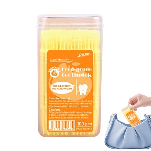 Palillos de Dientes con Sabor | De Doble Punta Para Limpieza Saborizados | 100 Piezas Quita Manchas Cuidado Bucal Para Espinas De Pescado Para Mujeres Hombres Adolescentes Adultos Mayores Acampada