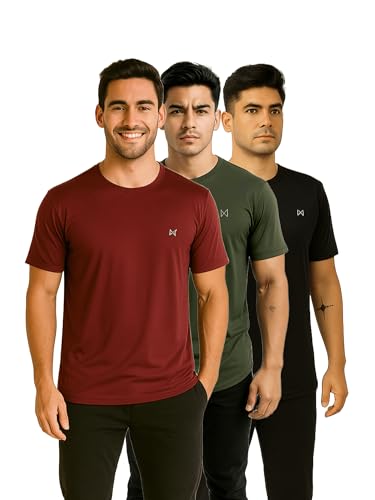 Image of Force NXT Men's Premium Microfiber Fabric Solid T-Shirt | Round Neck Half-Sleeves T-Shirt for Men | Sweat Wicking with Label Free for Daily Uses