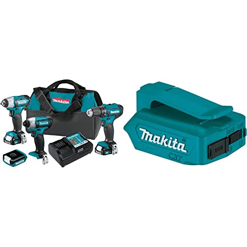 Makita Ct411 12V Max Cxt Lithium-Ion Cordless 4-Pc. Combo Kit (1.5Ah) With Adp06 12V Max Cxt Lithium-Ion Cordless Power Source #TOP19