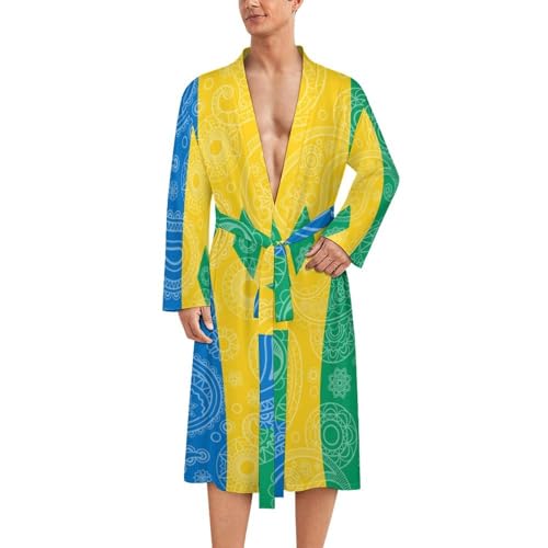 Saint Vincent Grenadines Paisley Flag Funny Men's Robe Novelty Soft Lightweight Bathrobe Long-sleeve Spa Robes