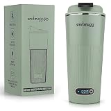 SMRTMUGG Go Beheizter Kaffeebecher, Reisebecher, 383 ml, Smart Mug, batteriebetrieben, beheizter Kaffeebecher, ideal für Kaffee und Tee, magnetisches Ladekabel zum Aufstecken (Minzgrün)