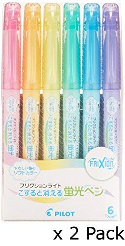 x2 Pilot Highlighter Frixion Light, 6 Soft Color Set (SFL-60SL-6CS)