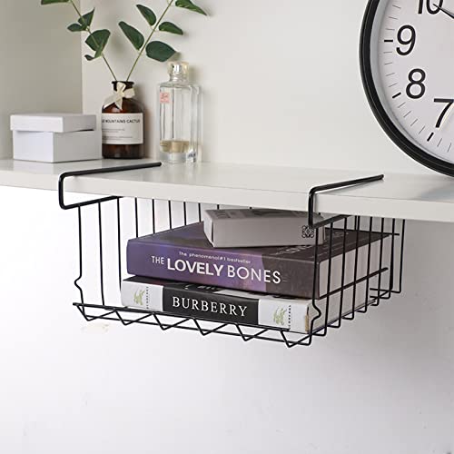 4 Pack Under Shelf Cabinet Cupboards Storage Baskets, Metal Wire Hanging Slide-In Baskets Basket Shelf, Fruit Towel Book Storage Rustic Snack Organizer For Kitchen Pantry Bathroom Office #TOP5