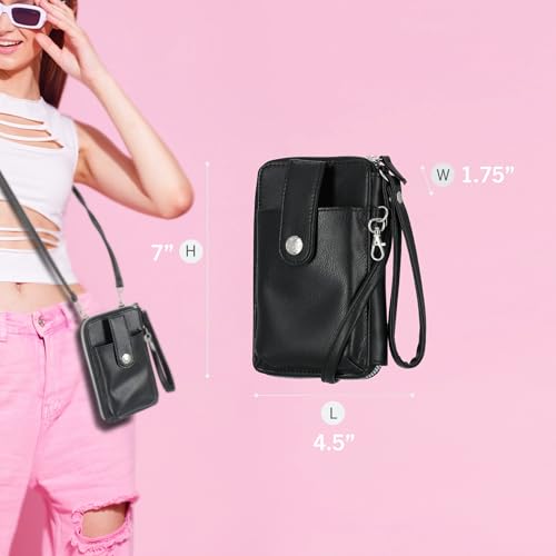 Image of Mundi Jacqui RFID Crossbody Wallet for Women, Vegan Leather Small Travel Handbag with Phone Holder, Compact Organizer with Card Slots and Removable Strap, Vacation Purse in Iris