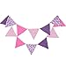 Produktbild G2PLUS Lila Stoff Wimpelkette, Doppelseitig Stoff Wimpel Girlande, 3.3M Wimpelkette Stoffgirlande mit 12stk Girlande Wimpeln für Kinderzimmer Drinnen & Draußen Party