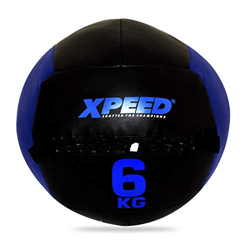 XPEED Sports Fitness Soft Plyo Box Functional Crossfit Nylon Coated Wall Ball Abs Maker Rubber Medicine Ball Gym Workout Upper Body Kettlebell Weighted Hand Dumbbell (Crossfit Wall Ball, 6.00kg)-image-3