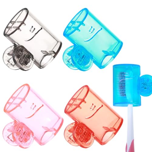 BOPRKTM 4 Pezzi Coprire la Testina Dello Spazzolino da Denti Custodia per Spazzolino da Viaggio Copri Testina per Spazzolino Copertura per Spazzolino da Denti con Clip di Protezione per Capsule