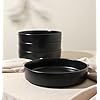 Stone Lain Coupe 40 Piece Stoneware Dinnerware Set, Plates and Bowls Set, Patsa Bowls, Dish Set For 8, Black Matte,