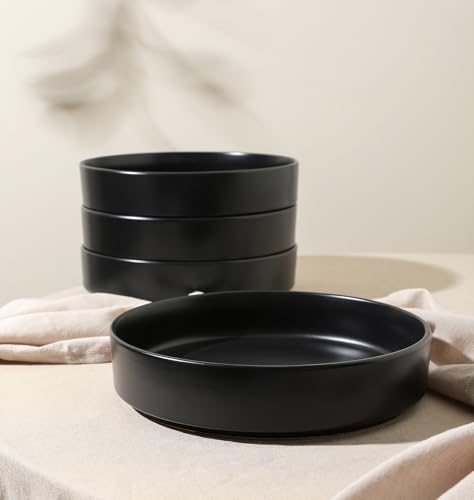 Stone Lain Celina Stoneware Bowl Set, 4-Piece Pasta Bowls for Kitchen, Ceramic Serving for Ramen, Fruit, Cereal, Dinner - Microwave & Dishwasher Safe, Black by Stone Lain - Image 4