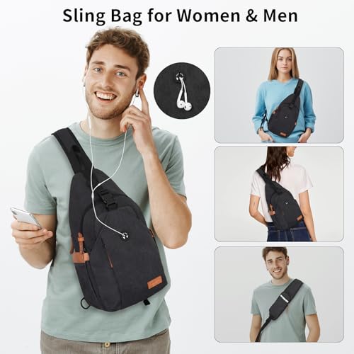 OSOCE Sling Bag for Men, Anti Theft Crossbody with Tunnel Lock, Waterproof Canvas Shoulder Backpack for Travel Hiking Daily by OSOCE - Used condition - Image 7