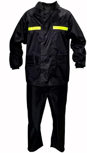 Capa de Chuva Motoqueiro Conjunto Jaqueta e Calça em Pvc com Faixas Refletivas e Capuz Impermeavel (