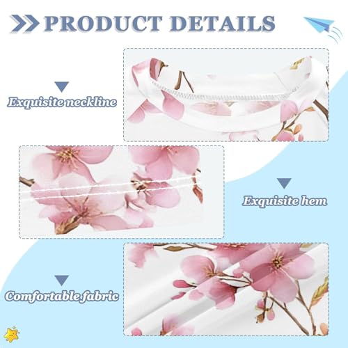 ALAZA Kids Rash Guard Girls Toddler Swim Shirts Short Sleeve Cherry Blossoms UPF 50+ 3T3