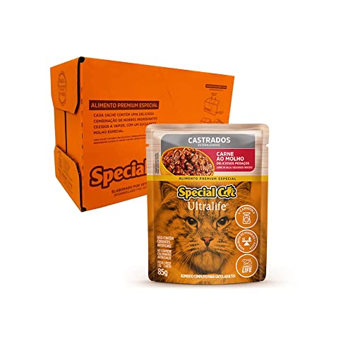 Ração Úmida Special Cat Ultralife para Gatos Castrados Sabor Carne ao Molho 85g