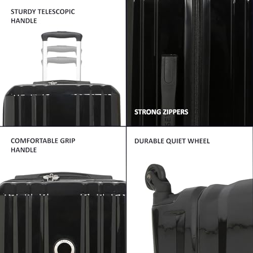 Image of DELSEY PARIS Devan SE 55 CM Small Cabin Polycarbonate 4 Wheels Black Hard-Sided Trolley Bag /Suitcase /Luggage