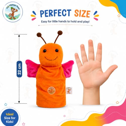 Image of Butterfly Hand Puppet for Kids | Soft Plush Animal Puppet | Storytelling, Role Play, Preschool Learning Toy | Interactive Educational Puppet for Boys & Girls