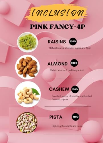Image of Browntree Dry Fruits Gift Hamper Pink Fancy-4P (700g) |Cashewnut, Almond, Raisins & Pista | Premium Box with Glass Jars| Healthy Dry Fruit Box for Corporate Gifts & Festive Gifting | Ideal Gift box for All Celebration