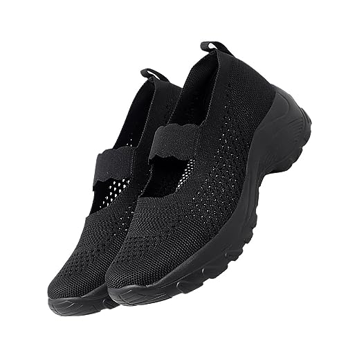 Chaussures de sport femme contre la fatigue baskets de marche noires
