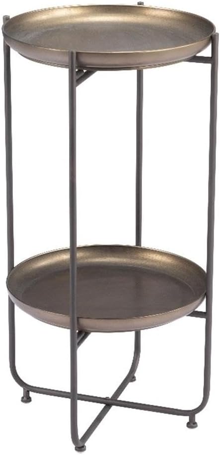 Pemberly Row Modern Metal Accent Table, 16.9" W x 16.9" D x 31.5" H, Painted Steel Frame, Bronze Finish, Round Shape with Rubber Feet, Boho Chic or Industrial Style for Living Room or Bedroom Decor