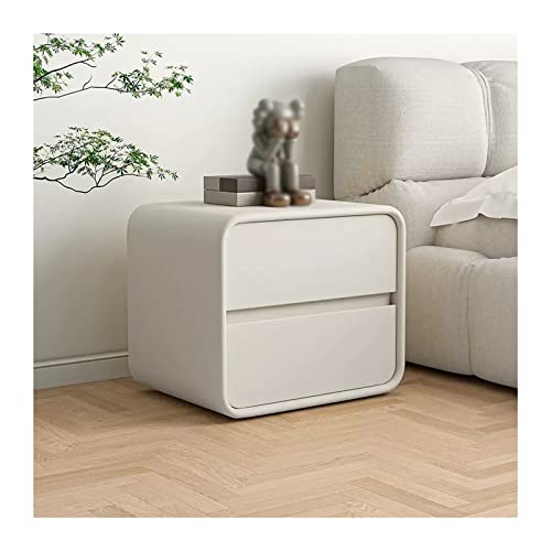 Bedside Table Modern Bedside Table with Microfiber Leather Finishing, 2 Drawers Nightstand, White Wood Chest of Drawers, Sofa End Side Table for Bedroom Living Room Hallway Bedside Drawer Bedside Cabi