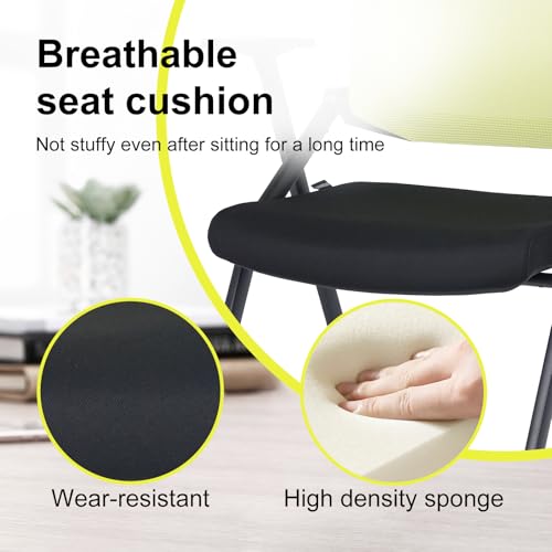 Image of Upgraded Folding Chair with Wheels and Padded, Ergonomic Mesh Back and Arms for Office, Meetings, Conferences, Receptions, Training Rooms & Folding Office Chairs