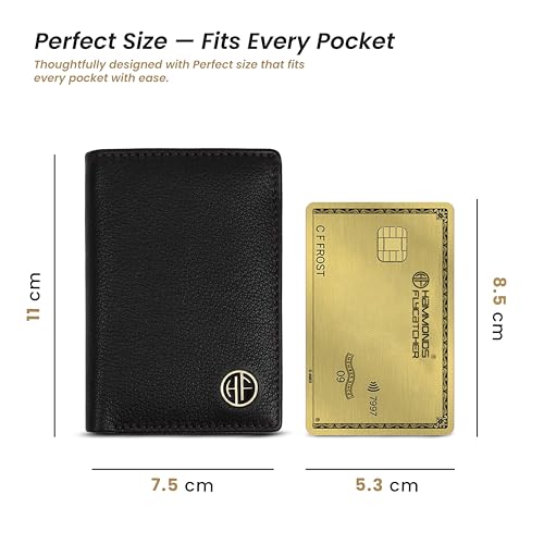 Image of HAMMONDS FLYCATCHER Genuine Leather Card Holder for Men and Women Slim RFID Blocking Bifold with 6 Card Slots Cash Compartment Compact Credit Debit Card Case Minimalist Pocket Organizer