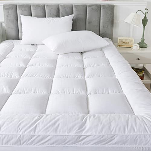Sufuee Mattress Topper King 400Tc Cotton Mattress Pad With Deep Pocket - Extra Thick 2" Thick Quilted Pillow Top Down Alternative Fill #TOP2