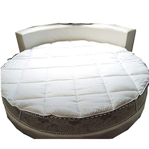 GX&XD Épaissir Lit Rond sur-Matelas,Anti-dÉrapant Quilting Protège-Matelas Housse avec Bande élastique pour Hôtel-Blanc diamètre220cm(87inch) Cover