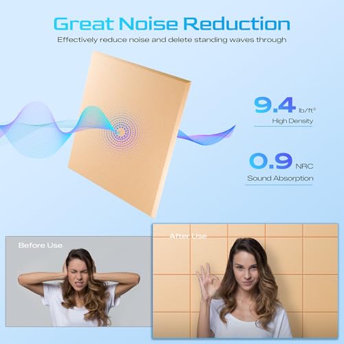Image of 22 Pack Self-Adhesive Acoustic Panels, 12 inch X 12 inch X 0.4 inch High-Density Sound Proof Foam Panels for Walls, Soundproof Wall Panels for Home & Office (Apricot Pink)