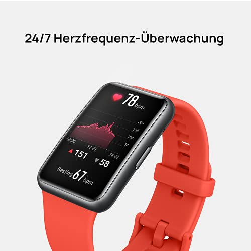 HUAWEI WATCH FIT new Smartwatch, 1,64 Zoll lebendiges AMOLED-Display, 10 Tage Akkulaufzeit, ganztägige SpO2-Überwachung, 24/7 Herzfrequenzüberwachung, Deutsche Version, Pomelo Red - Image 6