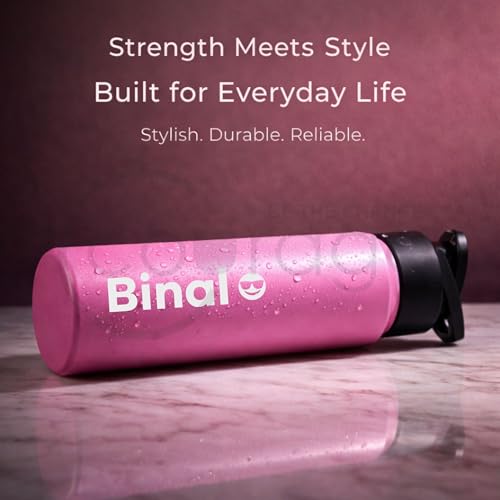 Image of COURAGE Stainless Steel Customize Sipper Water Bottle 1Liter Leak Proof for Fridge Home Office Travel School Kids Boys Girls Adults Sports Gym Yoga - Light Pink