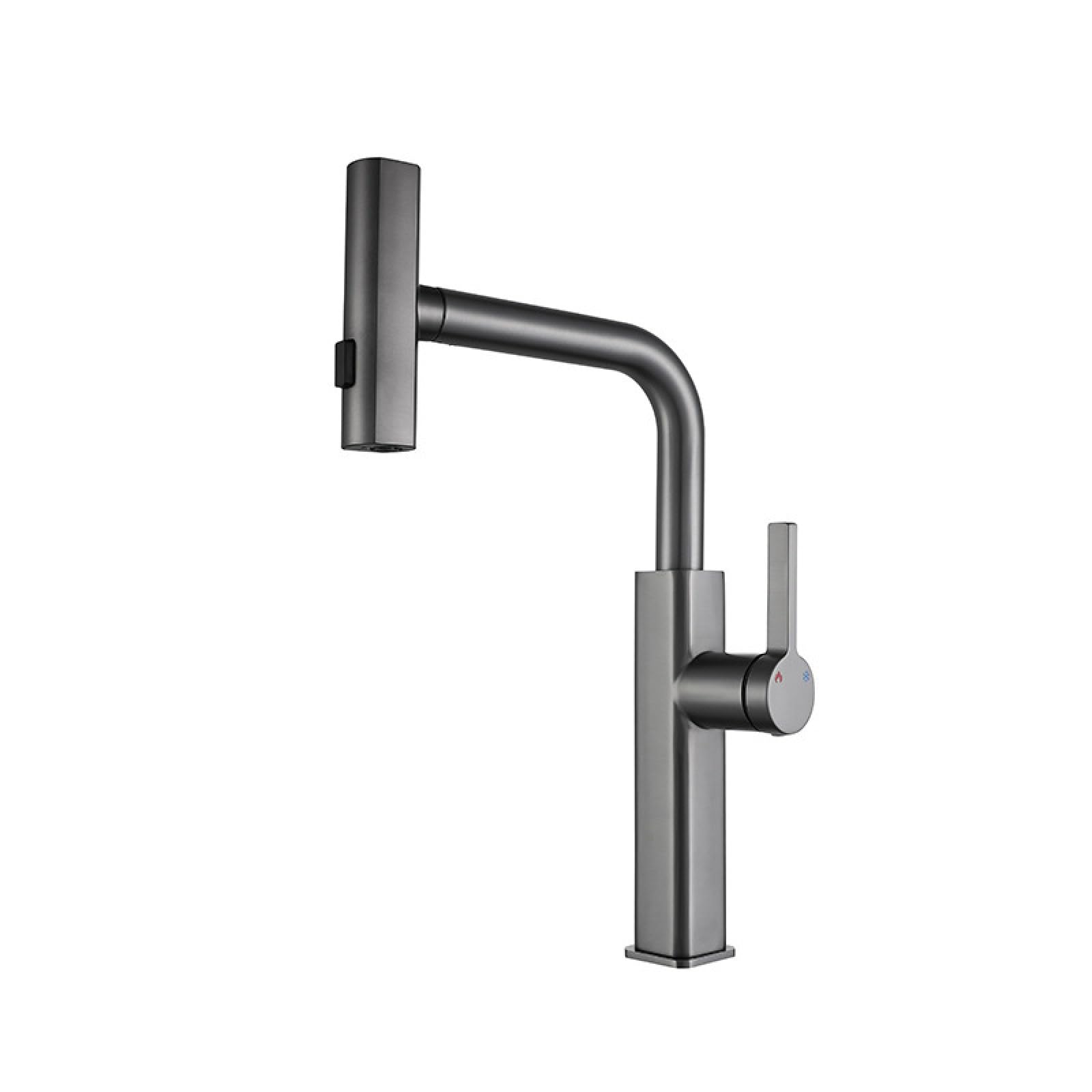 Fanjubei Bullet Ash Kitchen Pull-Out Hot And Cold Water Sink Faucet, Gun Ash