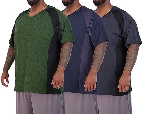 Real Essentials 3 Pack: Men's Big & Tall Short Sleeve V-Neck Athl...