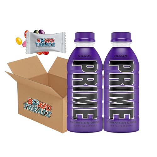 Prime Hydration Prime Grape Bottle 500ml By Logan Paul & KSI Electrolyte Beverage Refreshment Drink 1-2 Pcs Boxed Treatz (500ml - 2x)
