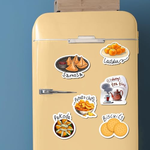 Image of Capio Art MDF Wooden Indian Food Theme Designer Fridge Magnets | Trendy Aesthetic Multipurpose Door & Office Magnets | Stylish Kitchen Decor Accessories | Multicolor | Pack of 6