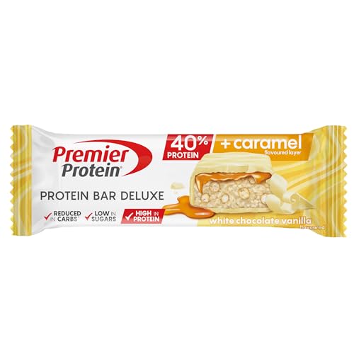 Premier Protein - Protein Bar Deluxe 40% - White Chocolate Vanilla - 12x50g - Low sugar - Low Carb - palmölfrei (Packung mit 2) – Ansicht 4