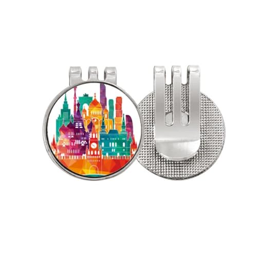 Marqueur de balle de golf avec clip de chapeau aimanté motif cathédrale