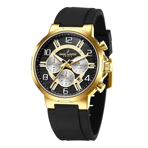 Image of Daniel Hechter Paris Beaubourg Collection Multifunctional Watch for Men with Textured Round Dial and Silicon Strap-DHM1009