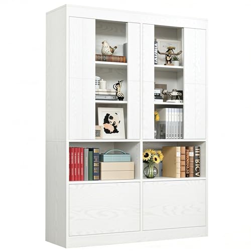 IRONCK 71-Inch Bookshelf with 4 Cabinets and Acrylic Doors