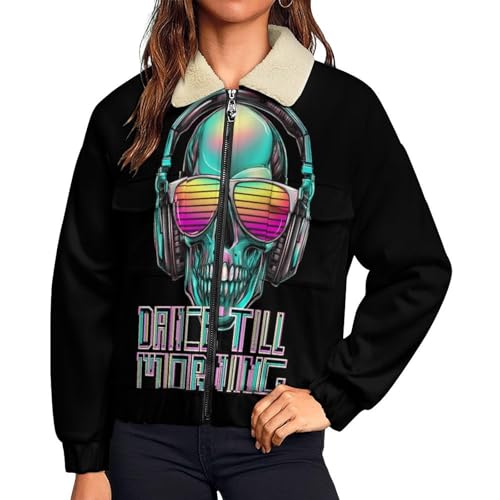 Chaqueta de peluche cálido outerwear para mujer con estampado impreso
